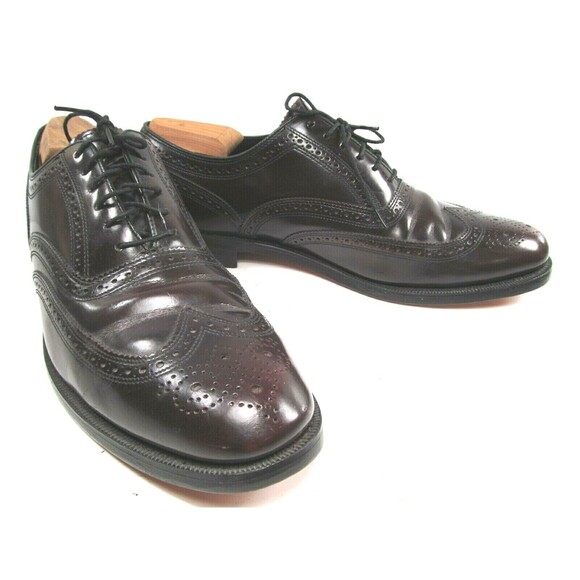 Johnston & Murphy Burgundy Leather Brogue Wing Tip Oxfords Mens Size US 11 D - Picture 1 of 12